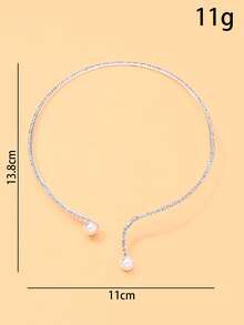 1pc Floral Rhinestone Open Collar Necklace For Women, Hot-Selling Full Rhinestone Super Shiny Pendant Necklace, Versatile Jewelry For Wedding, Party - Silver - View 3