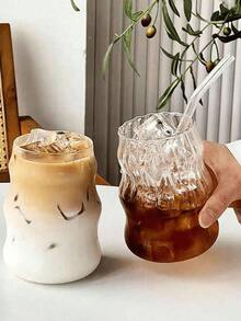 1個 550ml 高顏值玻璃杯－冷飲雲朵杯 風格居家螺紋高硼矽玻璃牛奶茶咖啡杯 - 彩色 - 查看 1