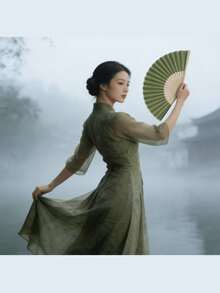 1/3/15/30件組 夏季綠色系列婚禮禮物扇子套組，女士摺疊扇，綠色系列，透明抽繩袋，婚禮派對裝飾。適用於新娘禮物、生日派對贈品、伴娘拍照道具、夏季扇子、活動派對用品、戶外旅行、舞蹈表演、旗袍穿搭、攝影道具、多件式派對禮物袋。 - 多色 - 查看 6
