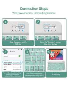 AKKHOO Rechargeable Silent Wireless Bluetooth Keyboard Mouse Set, Mini Portable For Office Use With /Phone/Computer/Tablet - View 10