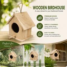 Wooden Light Wood House-Shaped Birdhouse, Hanging Bird House, Outdoor Bird House, Bird Nesting Box, Garden Birdhouse, Bird House For Outside, Bird Nest For Small Birds, Decorative Bird House For Garden, Yard, Patio, Balcony And Tree Hanging Decor - View 4