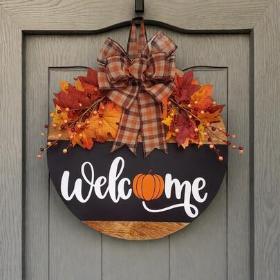 Letrero de puerta "HOLA OTOÑO" porche "HOLA OTOÑO" Letrero de puerta "HOLA OTOÑO" Decoración de puerta principal "BIENVENIDO"