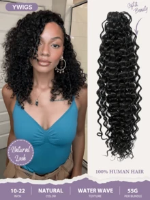Y WIGS Pre-Split Water Wave Feather Crochet Human Hair Miracle Knots 10-22 Inches 50 Strands Human Hair Crochet Braids For Hair Braiding - Natural Black - View 14