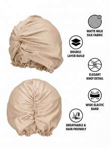 Kids Milk Silk Turban Knot Bonnet, Double Layer Head Wrap For Curly Hair, Stretchy No Slip Sleep Cap For Daily Wear Hair Care And Gift Gift Idea - 1PC - View 4