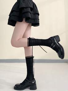 1/2 Pairs Spring/Summer Thin Sweet Versatile Ballet Style Bow Hollow Out Slouch Socks - Multicolor - View 5