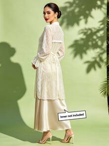 Muslim Abaya 1pc Women's Long Sleeve (Inner Wear Not Included) - White - View 4