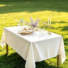 1pc Solid Color Tablecloth, Suitable For Wedding Banquet Party Decoration, Velvet Polyester Tablecloth, Applicable For Meetings, Events, Indoor/Outdoor Dining, Restaurants, Birthday Decoration - White - View 6