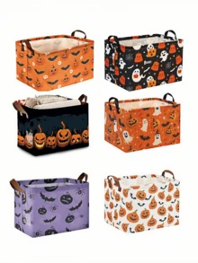 1 buah Keranjang Penyimpanan Lipat Halloween Organizer Karakter Kartun Kotak Pakaian Kotak Penyimpanan Kanvas Multifungsi untuk Solusi Pengorganisasian Lemari Kamar Tidur - MultiWarna - View 1