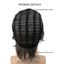 Peruca Wolf Cut Desfiada Cinza Sal & Pimenta para Homens, Peruca Sintética Natural Fofa em Camadas com Franja Lateral, Touca de Tela Respirável e Ajustável, Peruca Realista para Uso Diário para Perda de Cabelo & Cobertura de Cabelos Grisalhos, Halloween - Chumbo - Visão 5