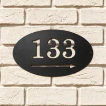 Custom Metal House Number Arrow Sign, Personalized Address Directional Sign, Includes Direction, Door Number, Address Plaque - Black - View 6