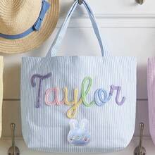 1pc Customized Bubble Gauze Tote Bag, Personalized Chenille Name Toiletry Bag, Travel Organizer Makeup Gift For Girlfriend/Mom/Teacher - Multicolor - View 34
