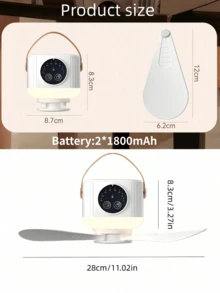 1pc Portable Mini Hanging Fan With Light, Camping Tent Fan With Remote Control, TYPE-C Rechargeable, 4-Speed Wind Adjustment And 3-Color Light Adjustable, Suitable For Outdoor Travel, School Dorm, Bedroom, Outdoor Camping, Holiday Gift - Multicolor - View 6