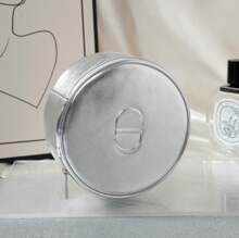 Dior Cosmetic Bag, Minimalist Silver Zipper Round Pouch - Silver - View 6