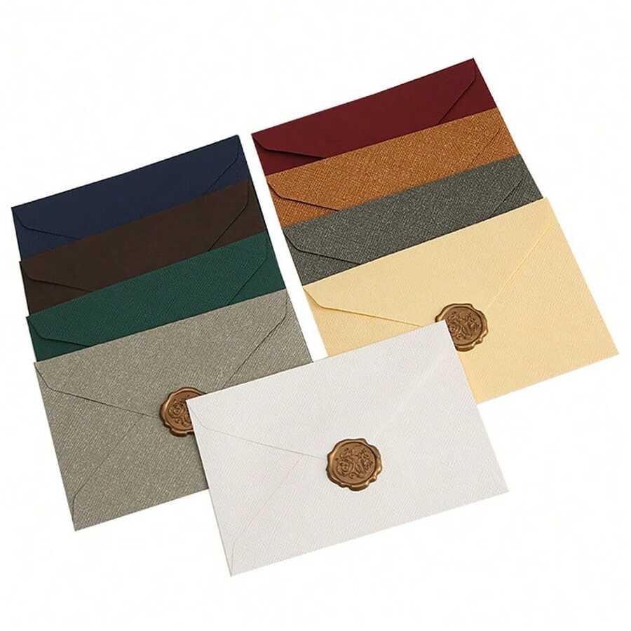 Juego de sobres de papel con textura de lino, sobres de invitación de boda de varios colores y gruesos, sobres de embalaje de regalo para tarjetas postales y invitaciones de boda de estilo vintage y elegante - A - Ver 1