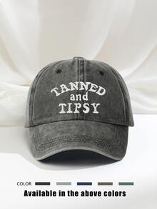 1顶女士“TANNED AND TIPSY”刺绣软顶棒球帽，帽檐可调节，透气户外帽，适合户外运动、露营、旅行、节日礼物 - A - 查看 9