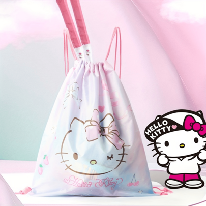 Sanrio Hello Kitty 抽繩後背包 運動健身束口袋 防水繩袋 籃球羽球收納袋