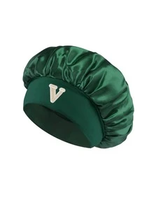 1 pieza Gorro de dormir de satén para mujer con letra personalizada 'A-Z' - Gorro elástico suave para cabello rizado & trenzado, sombrero de playa de verano & accesorio de ropa de dormir - Multicolor - Ver 32