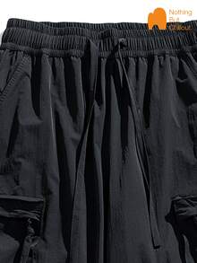 NBCT Women's Spring/Summer Cargo Wide Leg Pants With Elastic Waist And Drawstring, Hiking Commuting Daily Wear, 3 Colors Available, Functional Long Pants - Black - View 4