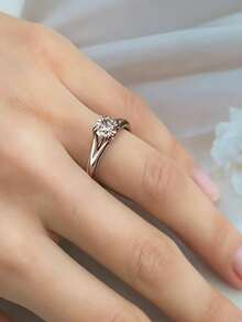 1件極簡黃色四爪圓形立方鋯石情侶戒指 女款，適合訂婚、婚禮、禮物、派對珠寶 - 黃色 - 查看 4