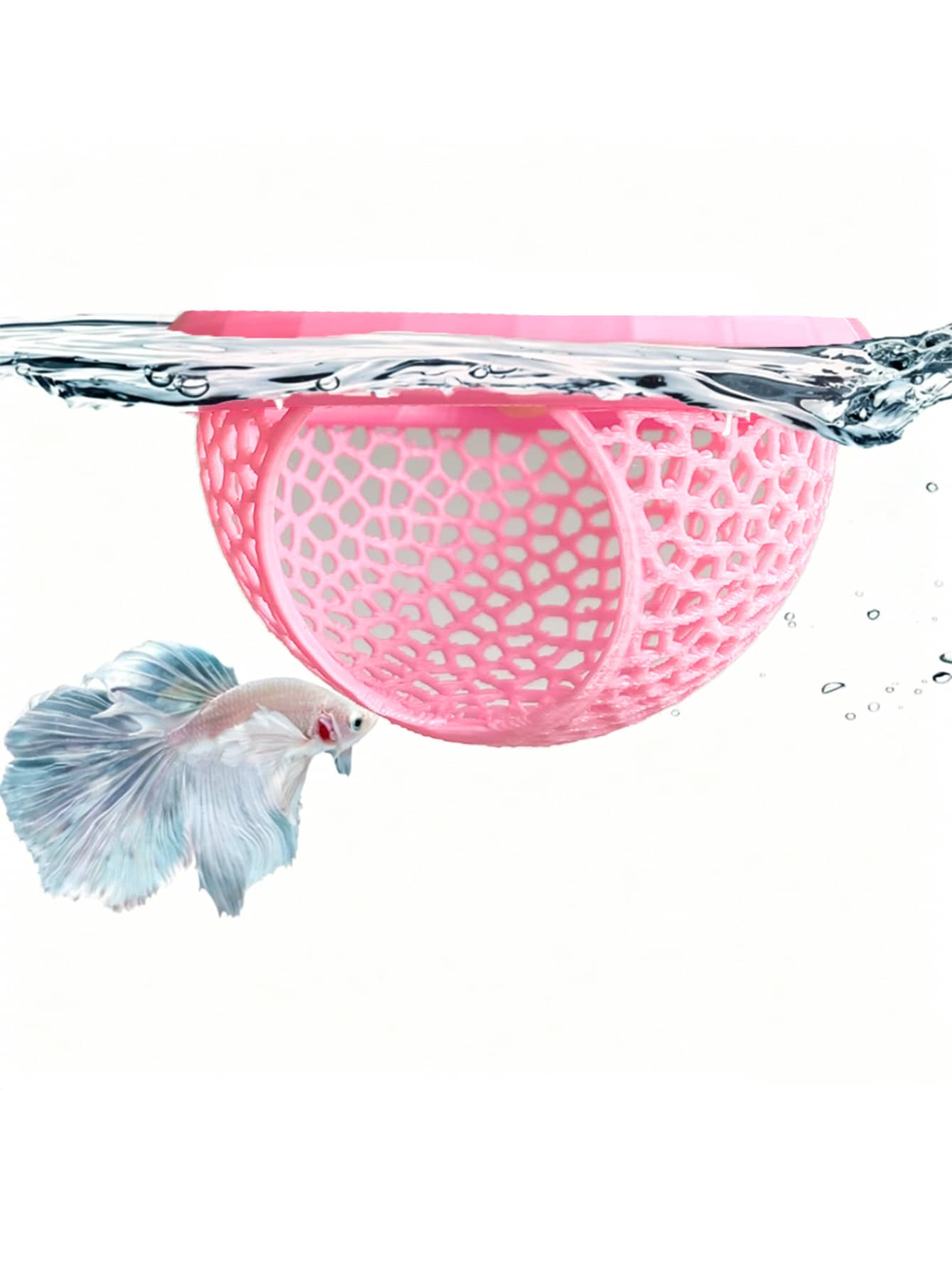 1pc 3D Printed PLA Material Betta Fish Resting Floating Bed, Mini Cave And Fish Hammock, Small Fish Feeding Ring, Aquarium Mesh Decorative Accessory