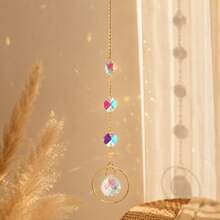 Crystal Prism Sun Catcher, AB Shimmer Refracting Crystal Light Chaser, Bohemian Wall Window Hanging Pendant, Vintage Spiritual Home Indoor Ornament Gift - C - View 4