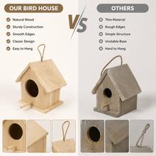 Wooden Light Wood House-Shaped Birdhouse, Hanging Bird House, Outdoor Bird House, Bird Nesting Box, Garden Birdhouse, Bird House For Outside, Bird Nest For Small Birds, Decorative Bird House For Garden, Yard, Patio, Balcony And Tree Hanging Decor - View 7