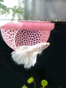 1pc 3D Printed PLA Material Betta Fish Resting Floating Bed, Mini Cave And Fish Hammock, Small Fish Feeding Ring, Aquarium Mesh Decorative Accessory - A - View 3