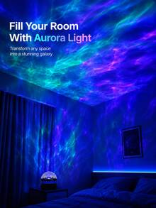 1 pieza [Lámpara de proyección de ondas de agua] Luz nocturna de atmósfera de olas oceánicas de colores, lámpara decorativa de escritorio con control remoto | Adecuada para dormitorio, mesita de noche, sala de estar, baño | Alimentada por USB - Auroras boreales - Ver 11