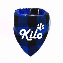 1Pc Custom Dog Pet Plaid Bandana, Personalization Name ID, Paw Print, Bone, And Heart Logo To Choose, Triangular Bib Dog Cat Scarf Wonderful Customized Pet Neckerchief Scarf Dog Saliva Towel - Multicolor - View 8