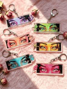 1個卡通 KATSEYE 壓克力鑰匙圈，韓系女團 Manon Sophia Daniela Lara Megan Yoonchae，包包掛飾與粉絲禮物，適合送給男友、女友、家人、老師，派對禮物及 EYEKONS 主題手機裝飾 - 彩色 - 查看 2