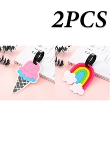 5/4/3/2/1pc Luggage Tags, Cute Airplane Travel Identity Tags With Soft Silicone Strap, Creative Cartoon PVC Material, Waterproof And Durable, Suitable For Women, Fun Personalized Name Tags For Backpacks, Handbags, Suitcases, Passports, Ideal Gift For Travel Enthusiasts, Vibrant Colors And Cute Design - Multicolor - View 25