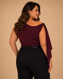 Women's Plus Size Tank Top With Bow - Comfortable, Casual, Elegant, Stylish,  Plus Size Fashion - Summer 2026 - 紫紅色 - 查看 3