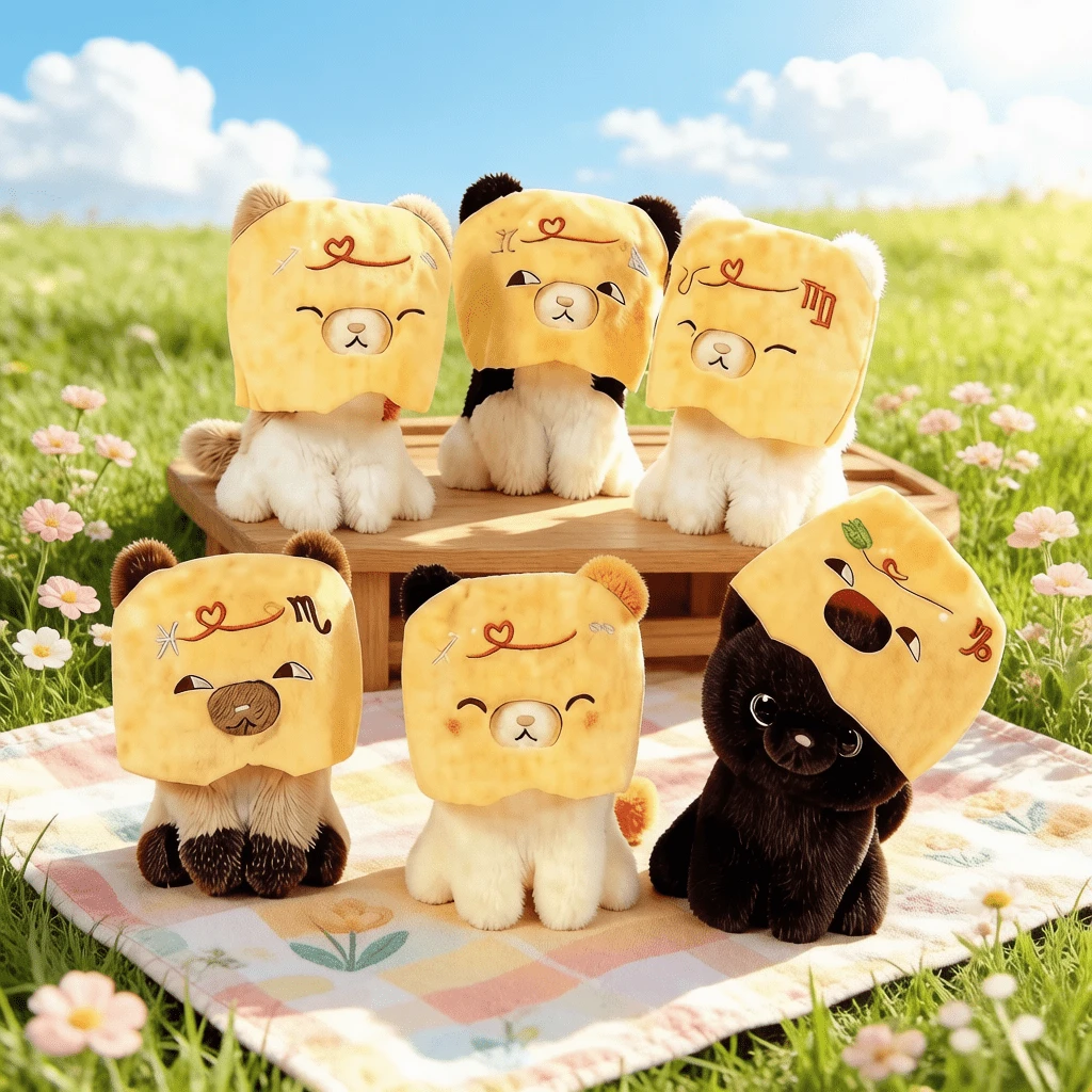 16cm/6.3in 可愛紙袋貓咪毛絨玩偶，適合裝飾床鋪或沙發，便攜式設計，理想的節日裝飾、主題派對或聚會裝飾禮物，亦是兒童生日或慶祝活動的完美禮物