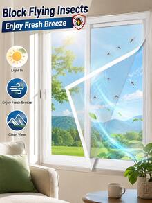 1pc Premium Self-Adhesive Fine Mesh Mosquito Net, Effective Insect Protection And Breathable, Washable, Tear-Resistant, Reusable, Suitable For Homeowners And Tenants As Fly Screen, Easy Installation Without Tools, Trimmable, Insect Screen, Suitable For Bedroom, Kitchen, Balcony, Office And Other Indoor Spaces, Window Protection Accessory, Home Decor Product - White Netting With White Edges - View 4