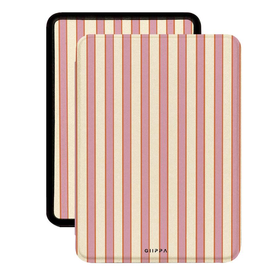 GIIPPA 1件粉色條紋 Kindle 保護殼附手提帶,適合情人節/聖誕節送給書迷的禮物,自動喚醒/睡眠電子閱讀器保護套,相容 Kindle Paperwhite 5/6/7/10/11/12、Kindle Colorsoft 1st Gen、Basic Kindle 8/10/11 所有 Kids Edition 和 Signature Edition - 多色1 - 查看 1