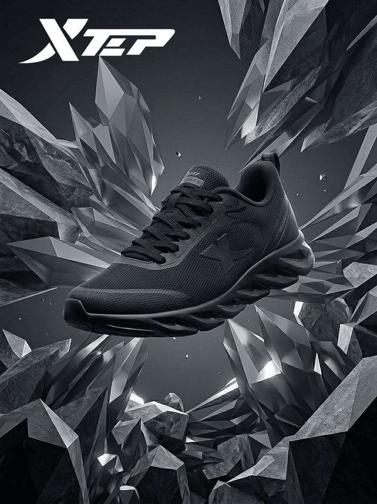 XTEP Running Shoes | XTEP Men's Mesh Breathable Summer Sports Shoes All Black Casual Shoes Running Shoes Mesh Shoes Men's Commute Black/Charcoal Gray