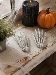 2pcs Halloween Skeleton Hand Tabletop Decor Spooky Bone Figurine Gothic Mini Freestanding Ornament Farmhouse Mantel Book Shelf Coffee Table Indoor Desktop Centerpiece Creepy Seasonal Holiday Party Rustic Household Decor Accent Gift - style 1 - View 4
