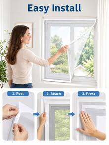 1pc Premium Self-Adhesive Fine Mesh Mosquito Net, Effective Insect Protection And Breathable, Washable, Tear-Resistant, Reusable, Suitable For Homeowners And Tenants As Fly Screen, Easy Installation Without Tools, Trimmable, Insect Screen, Suitable For Bedroom, Kitchen, Balcony, Office And Other Indoor Spaces, Window Protection Accessory, Home Decor Product - White Netting With White Edges - View 6