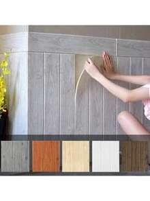 [3D Wood Grain Vinyl Wall Stickers] 20pcs 3D Wood Grain Vinyl Wall Panels - Removable & Waterproof Self-Adhesive Foam Wall Stickers - Easy Installation For Interior Decor In Various Shades - Wood Grain 20pcs - View 2