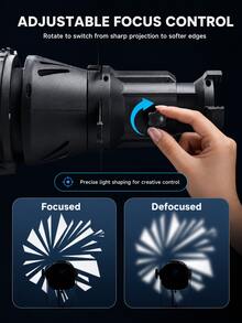 YSKE Bowens Mount Optical Snoot Kit, 19°/36° Projection Lens Spotlight Tube, Includes 30 Pattern Slides And 5 Color Filters, Suitable For Studio Portrait Video Lighting - View 7