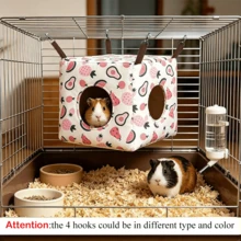 Small Animal Hideaway& Hammock, Cozy House For Small Pets,Washable Pet Cave& Hideout Corner, Hanging Hammock Hideout Bed, Cage Accessories For Guinea, Hamster, Rat, Glider, Squirrel, Ferret, Kitten, Squirrel, Chinchilla - A - View 18