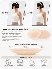 4PCS Self-Adhesive Silicone Nipple Covers, Invisible Ultra Thin Pasties, Reusable Breast Petals For Dress Swimwear Wedding Outfits - Multicolor - View 6