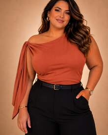 Women's Plus Size Tank Top With Bow - Comfortable, Casual, Elegant, Stylish,  Plus Size Fashion - Summer 2026 - 紅陶 - 查看 1