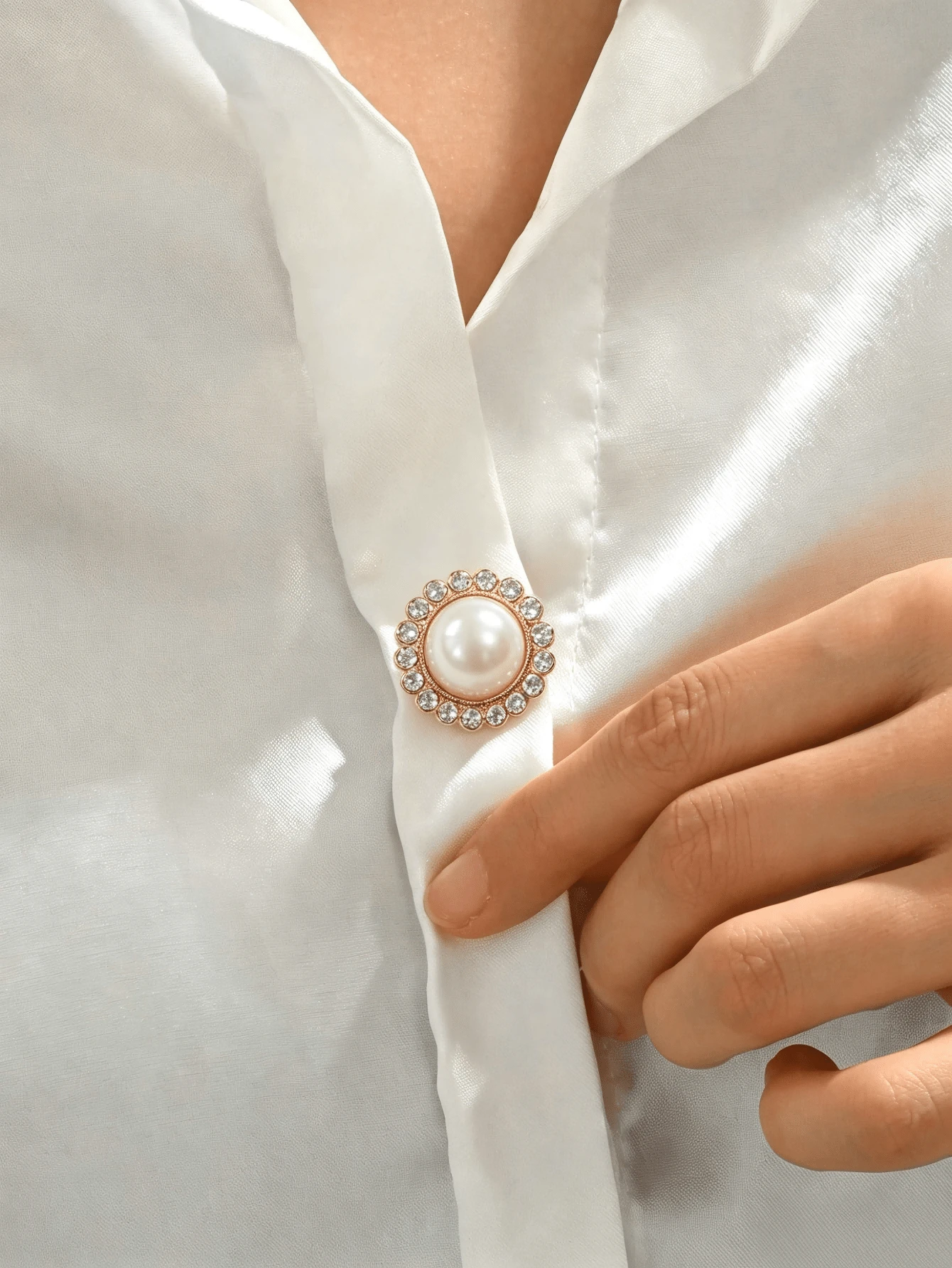Nút cài cổ tay áo sơ mi kẹp dạng nút đính ngọc trai đá rhinestone hình trái tim và hình tròn sang trọng, phụ kiện nút áo trang trí cho trang phục hằng ngày và dự tiệc - Nhiều màu - Xem 1
