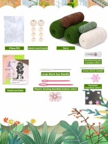 1 Set De Kit De Material De Ganchillo De Canasta Colgante Con Forma De Pimiento De Hope, Bola De Hilo Hecha A Mano, Decoración Del Hogar - Verde militar - Ver 2