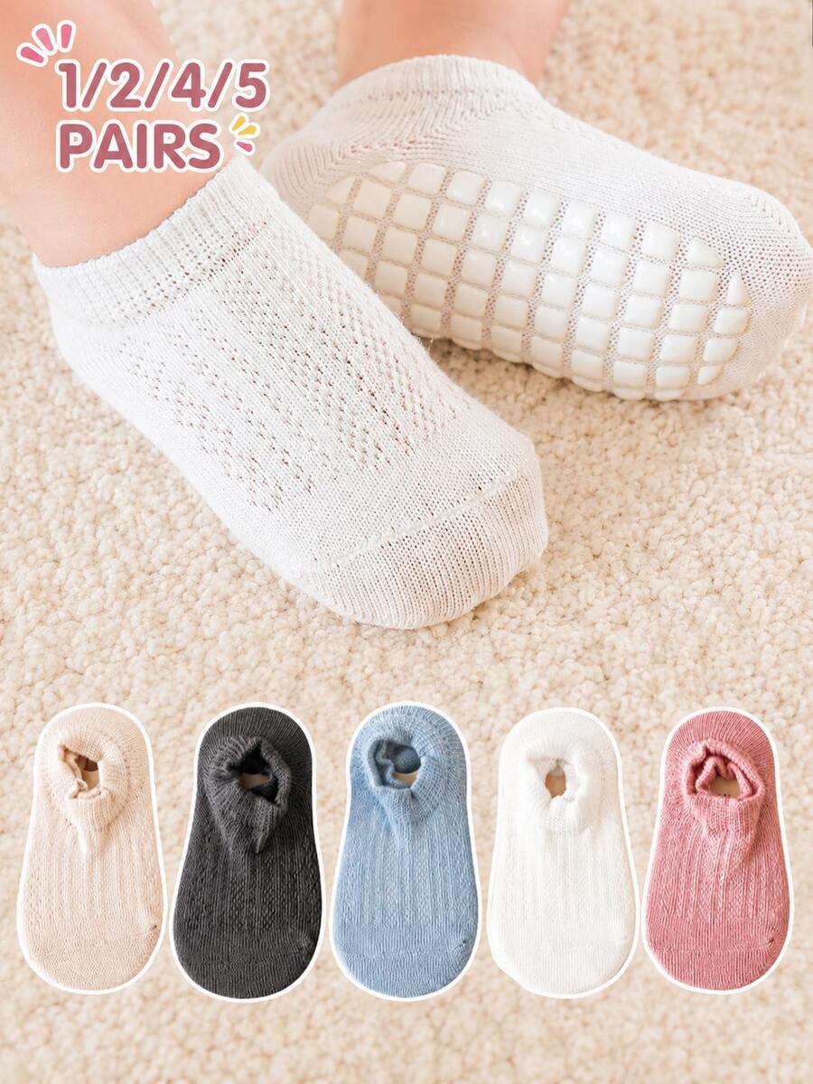 1/2/4/5 Paar Baby Kleinkind rutschfeste Bodensocken, weich & bequem, leicht atmungsaktive Sommer rutschfeste Bodensocken, Kinder rutschfeste Kleinkindsocken, Baby Haussocken, Kindersocken - Verschiedenfarbig - Übersicht 1