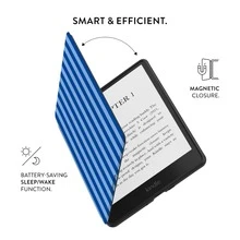 GIIPPA 1件藍色條紋 Kindle 保護殼附手提帶，適合情人節/聖誕節送給書迷的禮物，自動喚醒/睡眠電子閱讀器保護套，相容 Kindle Paperwhite 5/6/7/10/11/12、Kindle Colorsoft 1st Gen、Basic Kindle 8/10/11 所有 Kids Edition 與 Signature Edition - 多色5 - 查看 4