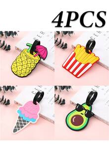 5/4/3/2/1pc Luggage Tags, Cute Airplane Travel Identity Tags With Soft Silicone Strap, Creative Cartoon PVC Material, Waterproof And Durable, Suitable For Women, Fun Personalized Name Tags For Backpacks, Handbags, Suitcases, Passports, Ideal Gift For Travel Enthusiasts, Vibrant Colors And Cute Design - Multicolor - View 35