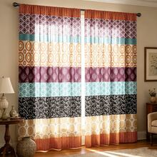 2 piezas Cortinas de patchwork bohemio, patrón de mandala vintage con bolsillo para barra, impresión digital de moda, adecuadas para sala de estar, dormitorio y oficina, decoración del hogar colorida - Accesorios de decoración interior, versión plana 2D, sin lazos - Multicolor - Ver 7