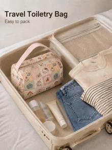MINISO Sanrio Hello Kitty Travel Toiletry Bag, Striped Makeup Bag, Women's Storage Bag, Back To School Student Makeup Bag, Travel Bag, Beach/Summer Vacation Travel Bag, Back To School Supplies - Multicolor - View 6